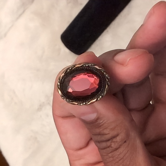 Vintage 60s Bronze Toned Burgundy Straight Pin With Closure Clasp - Picture 7 of 8